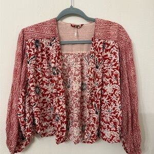 Free People Red Floral Blouse